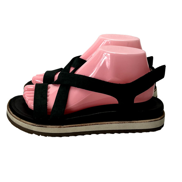 Merrell Sandals Womens 8 Juno Mid Backstrap Hoop &Loop Black Nubuck Leather - Picture 2 of 10